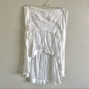 zinc White Asymmetrical Ruffled Skirt